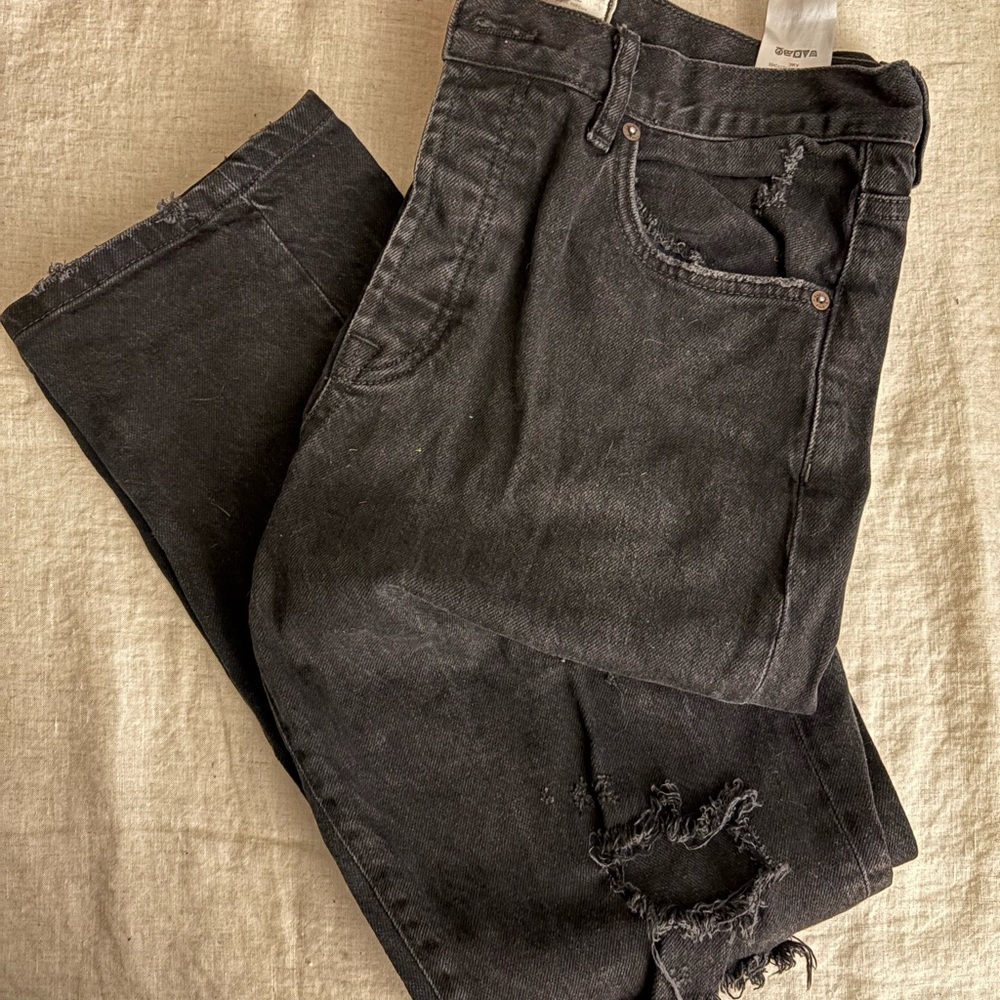 Free People Black Distressed Jeans